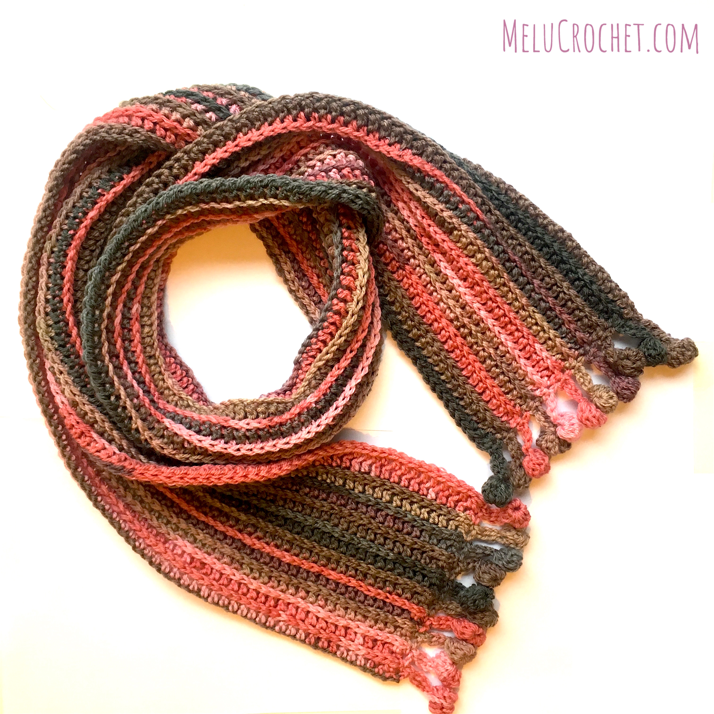Melu Crochet: Bobble Pom Pom Ear Warmer and Bobble Pom Pom Ribbed Scarf ...