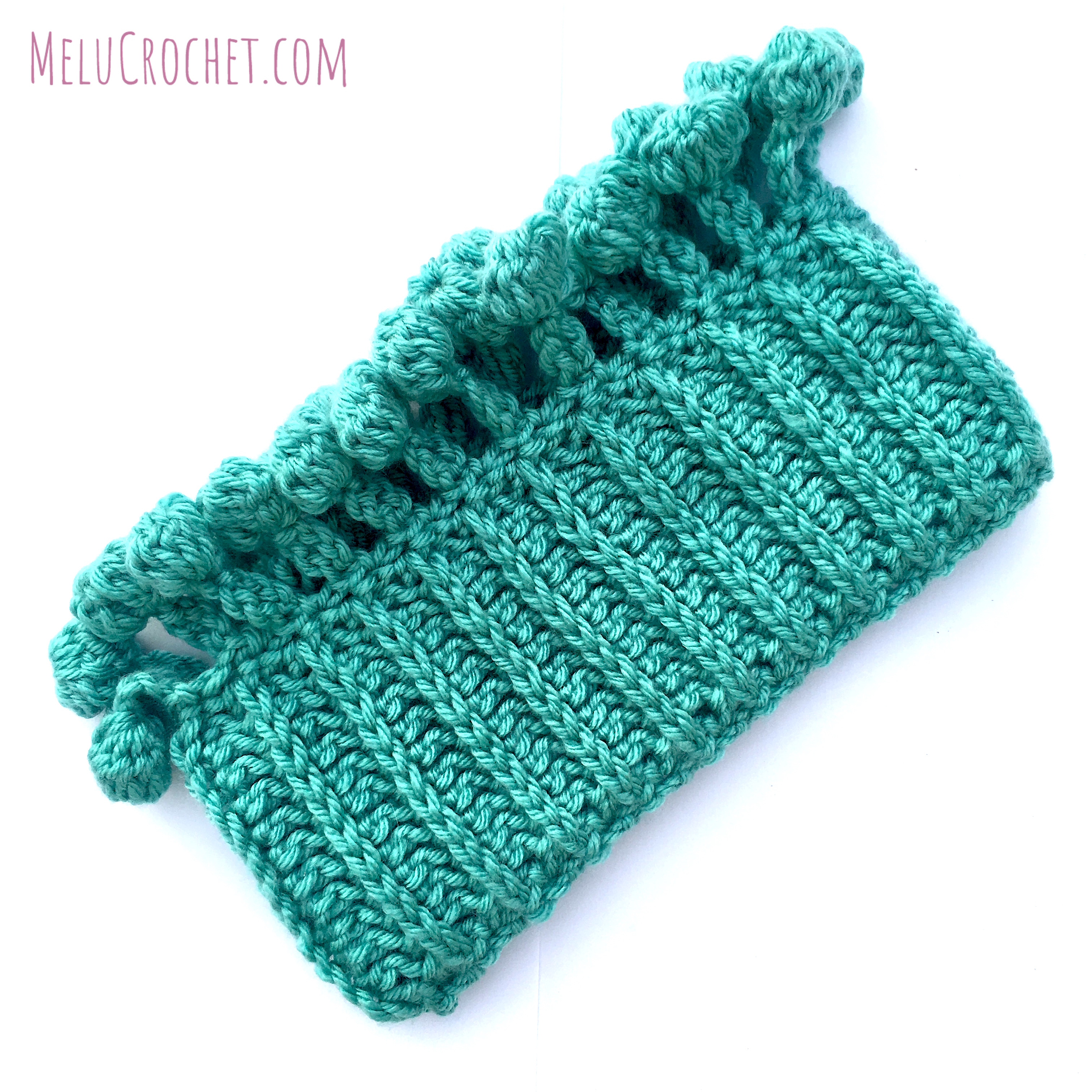 Melu Crochet: Bobble Pom Pom Ear Warmer and Bobble Pom Pom Ribbed Scarf ...