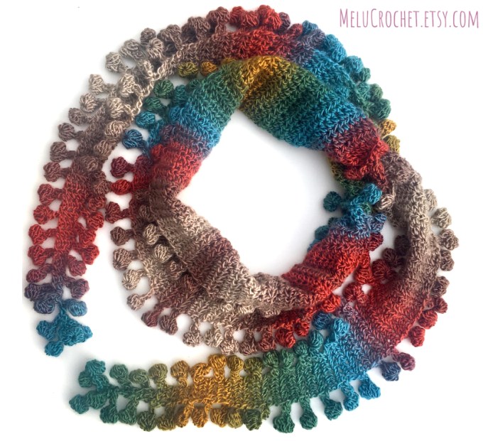 Melu Crochet: Bobble Pom Pom Ear Warmer and Bobble Pom Pom Ribbed Scarf ...