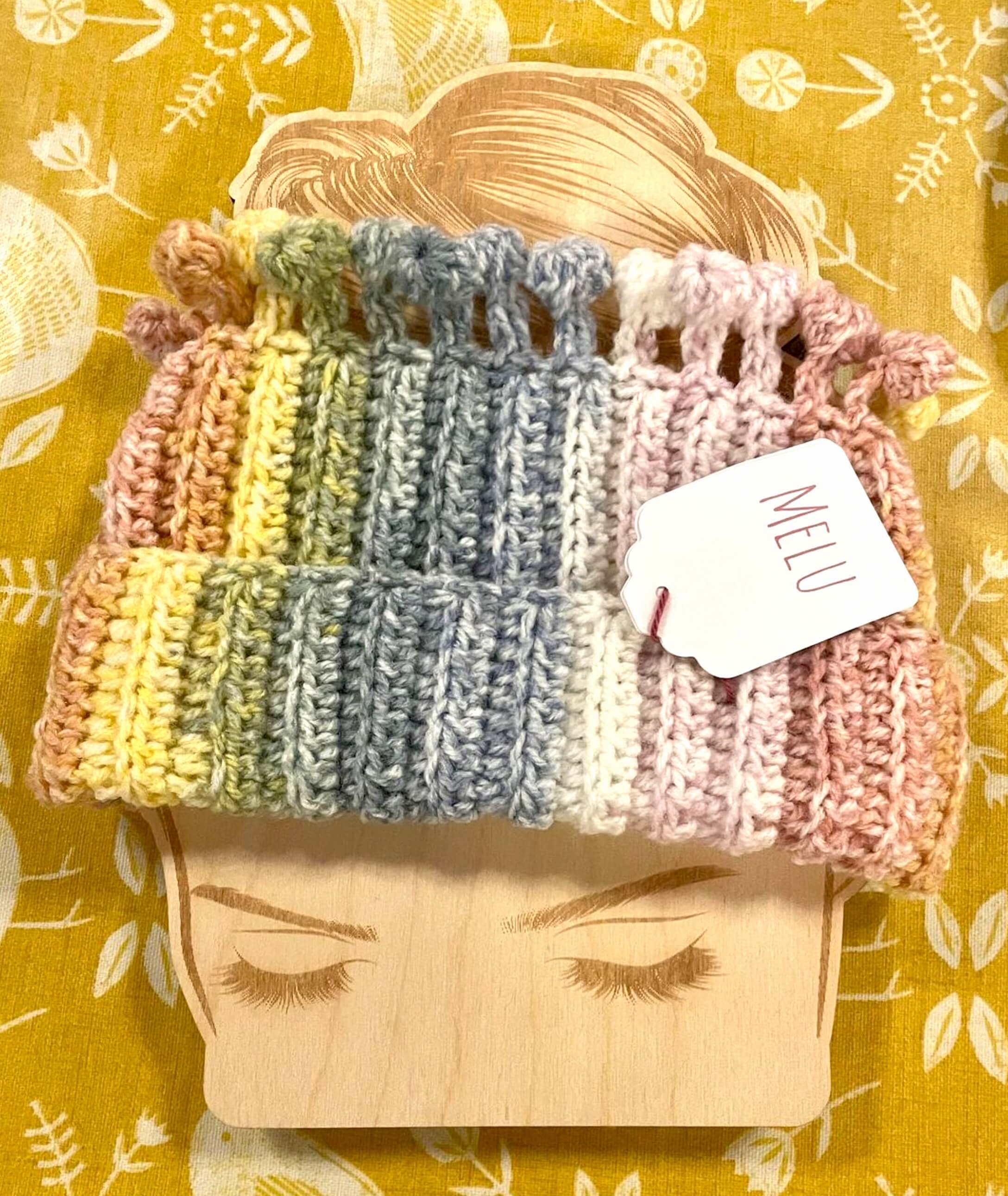 Melu Crochet: Bobble Pom Pom Ear Warmer and Bobble Pom Pom Ribbed Scarf ...