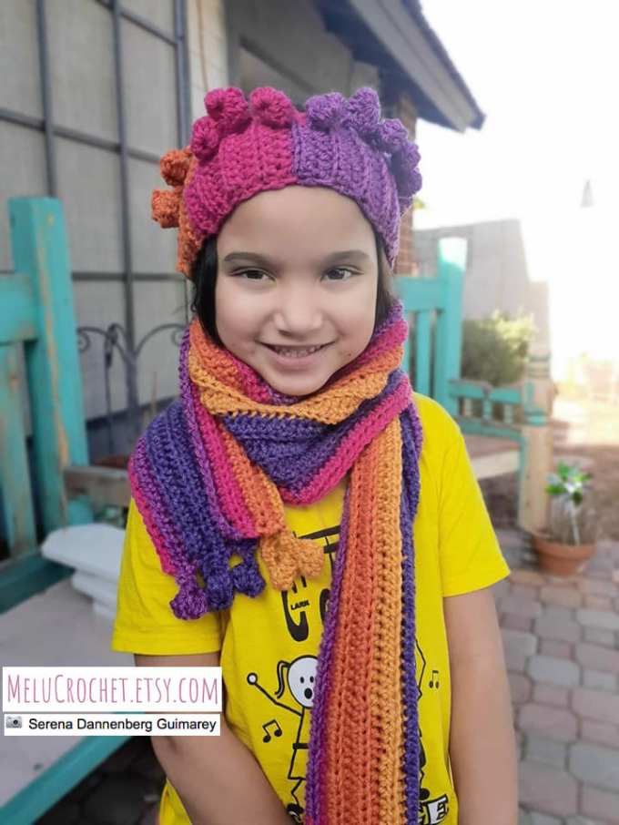 Melu Crochet: Bobble Pom Pom Ear Warmer and Bobble Pom Pom Ribbed Scarf ...