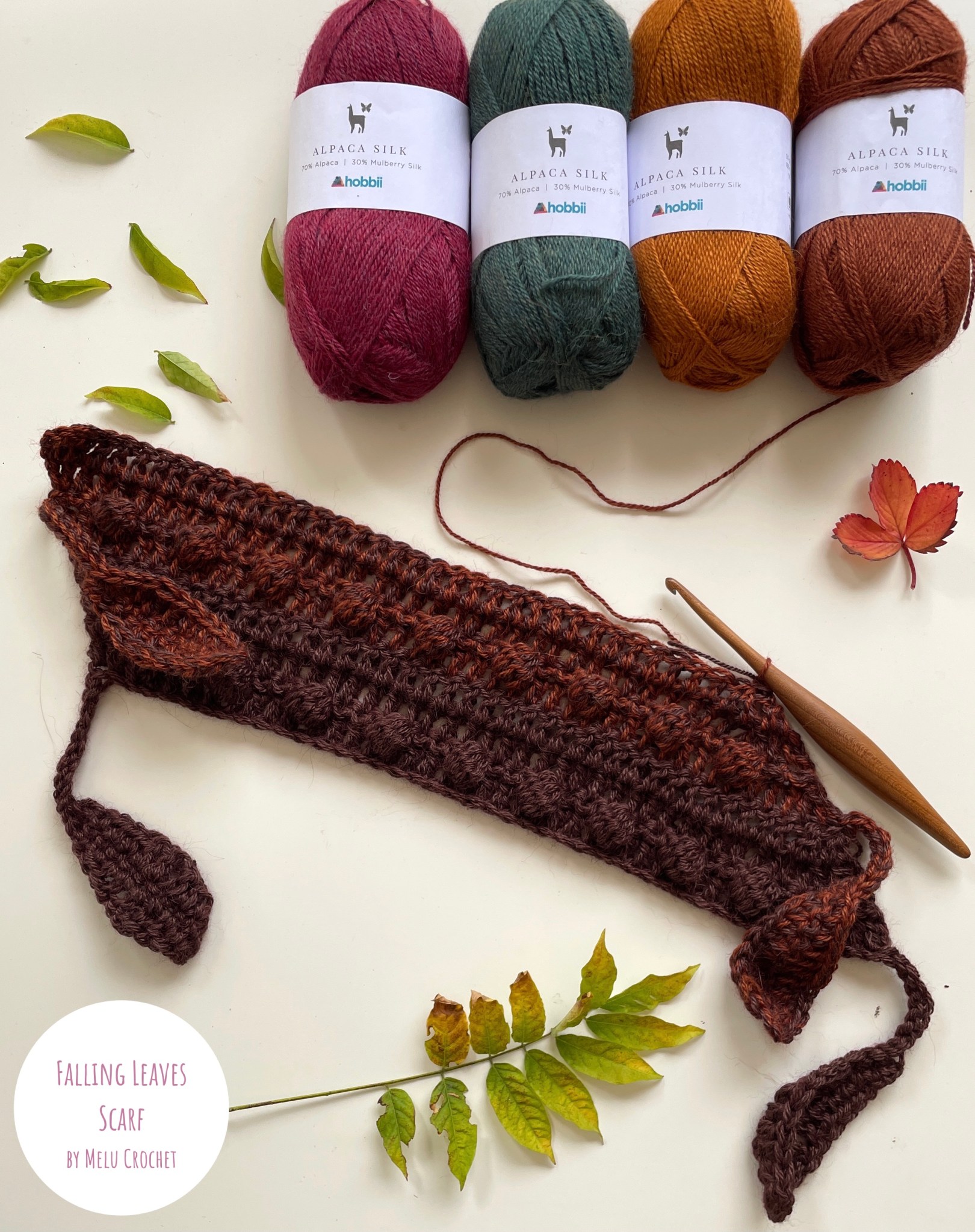 Melu Crochet: Falling Leaves Scarf – Melu Crochet