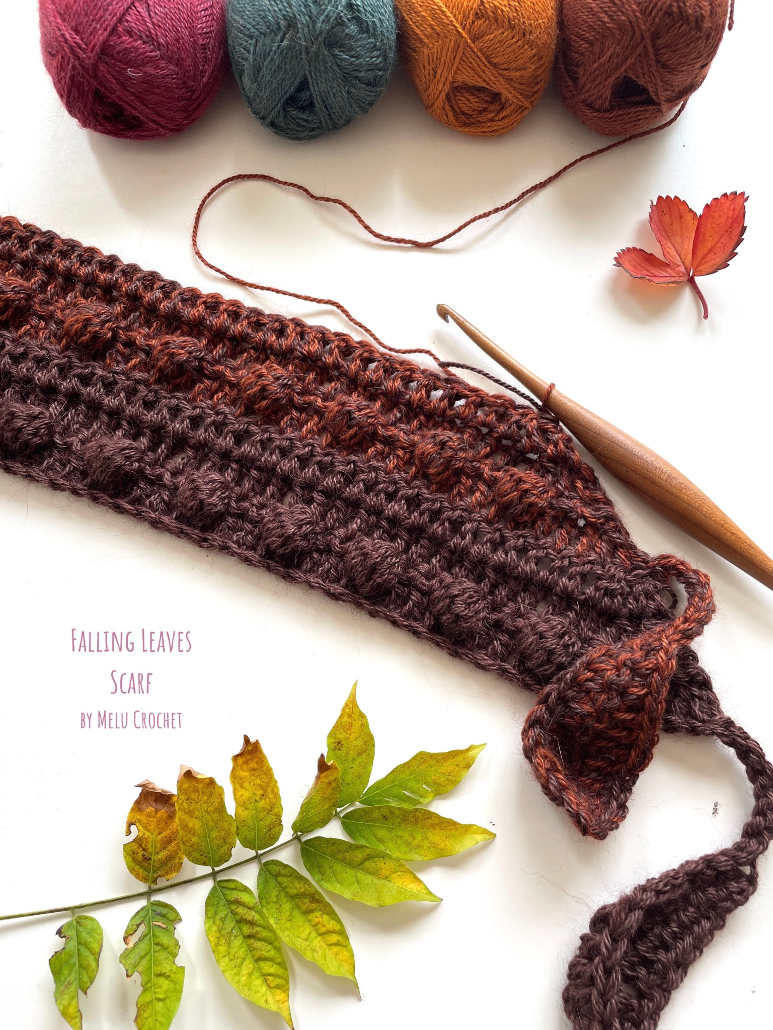 Melu Crochet: Falling Leaves Scarf – Melu Crochet