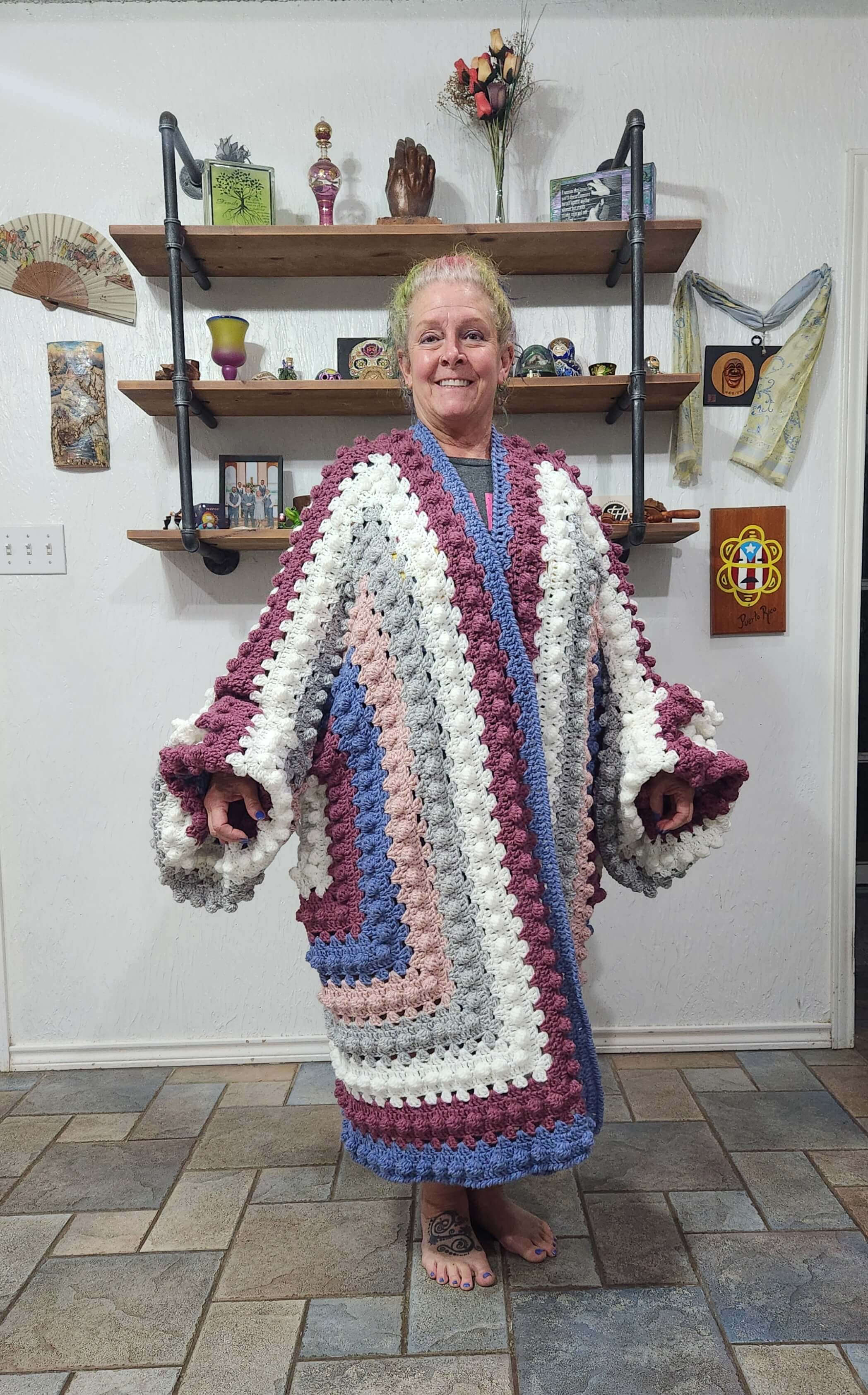 Bobblina Longline Hexi Cardi Crochet Pattern by Melu Crochet